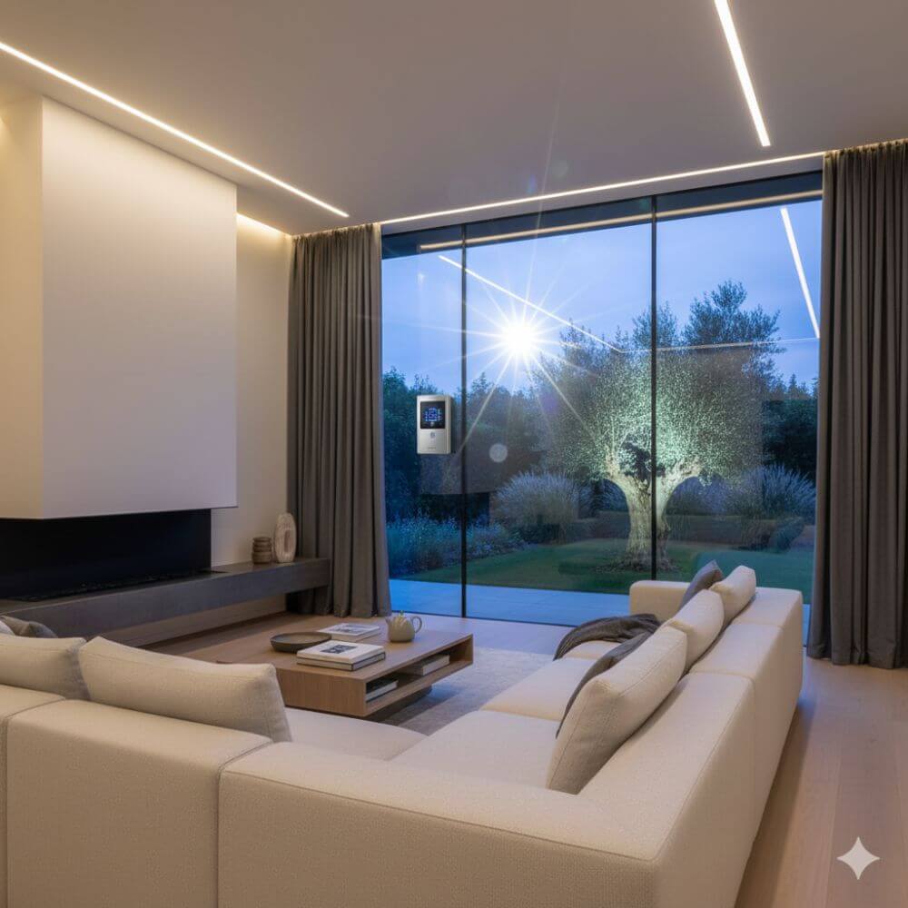 Hero image showing a secure modern living room