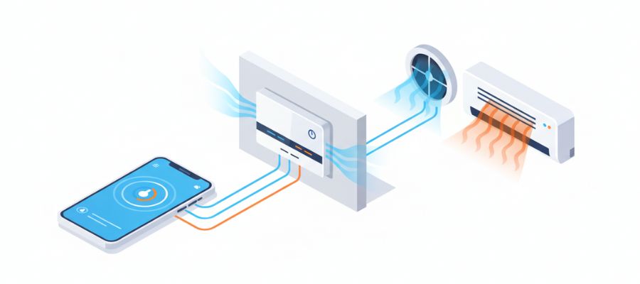 شماتیک عملکرد سیستم HVAC هوشمند و ارتباط اجزا در ساختمان