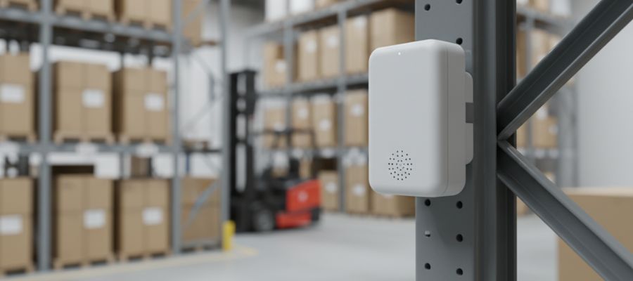 سنسور دما و رطوبت هوشمند IoT نصب شده در انبار برای کنترل محیطی