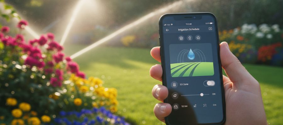 کنترل آبیاری باغ ویلا با موبایل و اپلیکیشن هوشمند TRK