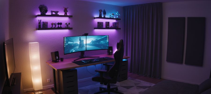 اتاق گیمینگ هوشمند با نورپردازی RGB و سناریوی مخصوص بازی