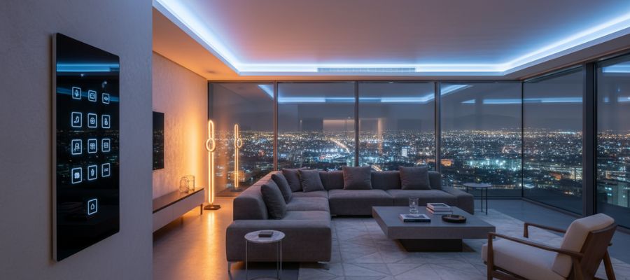 افزایش ارزش ملک با هوشمندسازی و سیستم روشنایی مدرن در پنت‌هاوس تهران